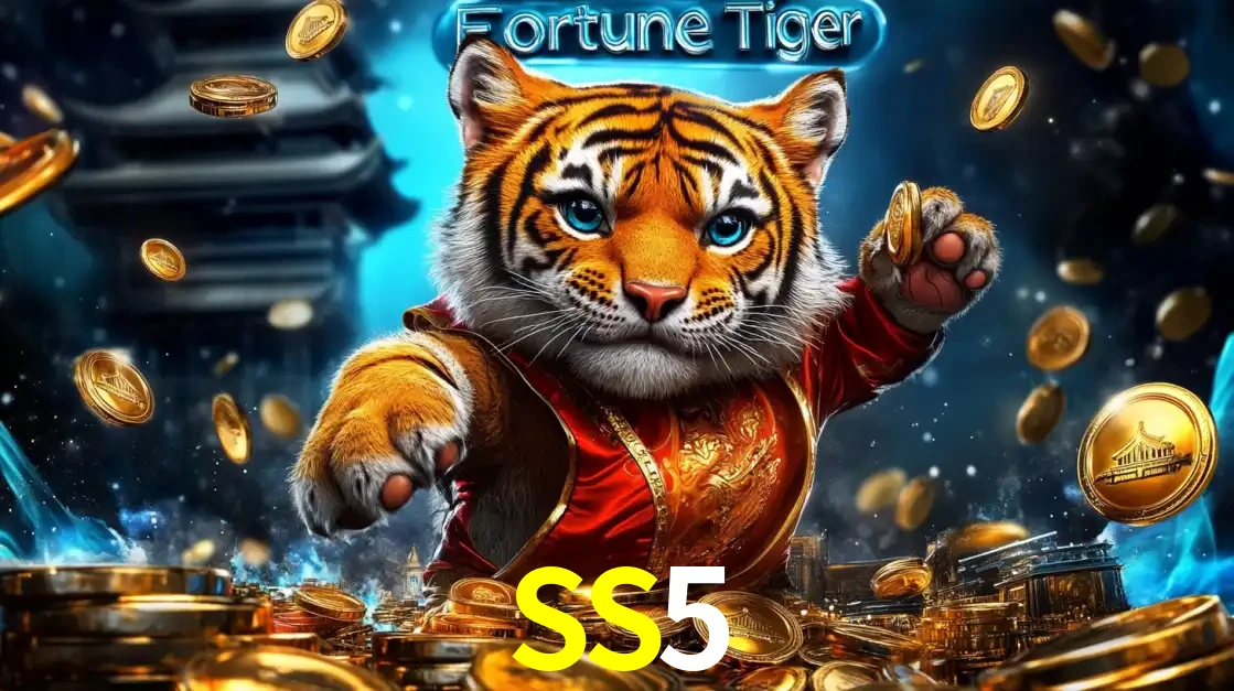 Imagem promocional do jogo de slot Fortune Tiger, com um tigre majestoso em traje tradicional cercado por uma fortuna em moedas de ouro, disponível agora no cassino SS5.